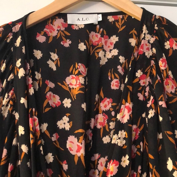 ALC Silk Floral Wrap Dress-Size 6 - Picture 2 of 4